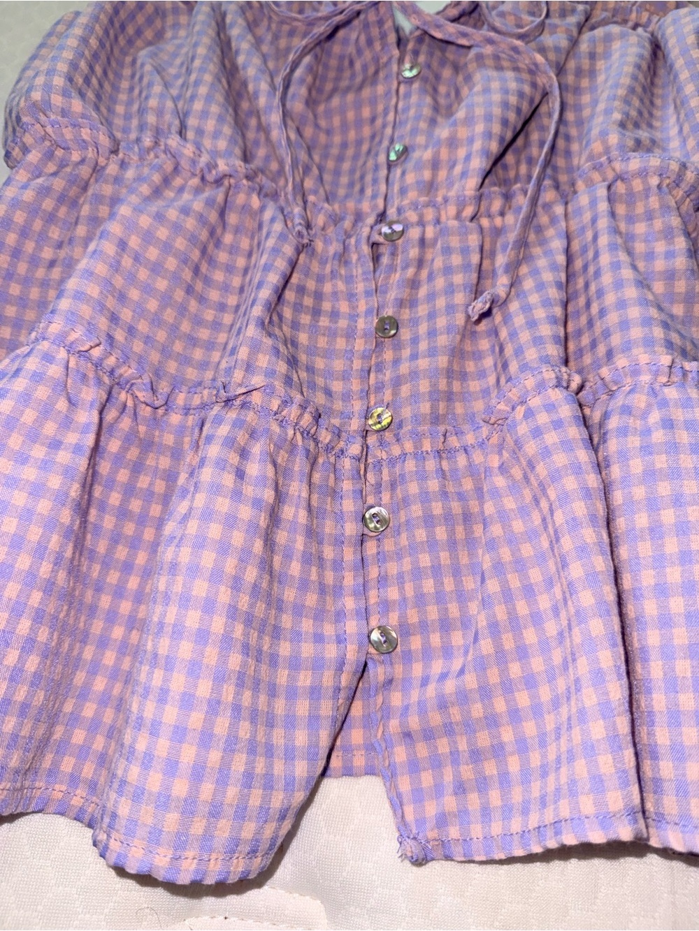 Rewind Lilac Gingham Ruffle Tie-Front Tank - Picture 2 of 5